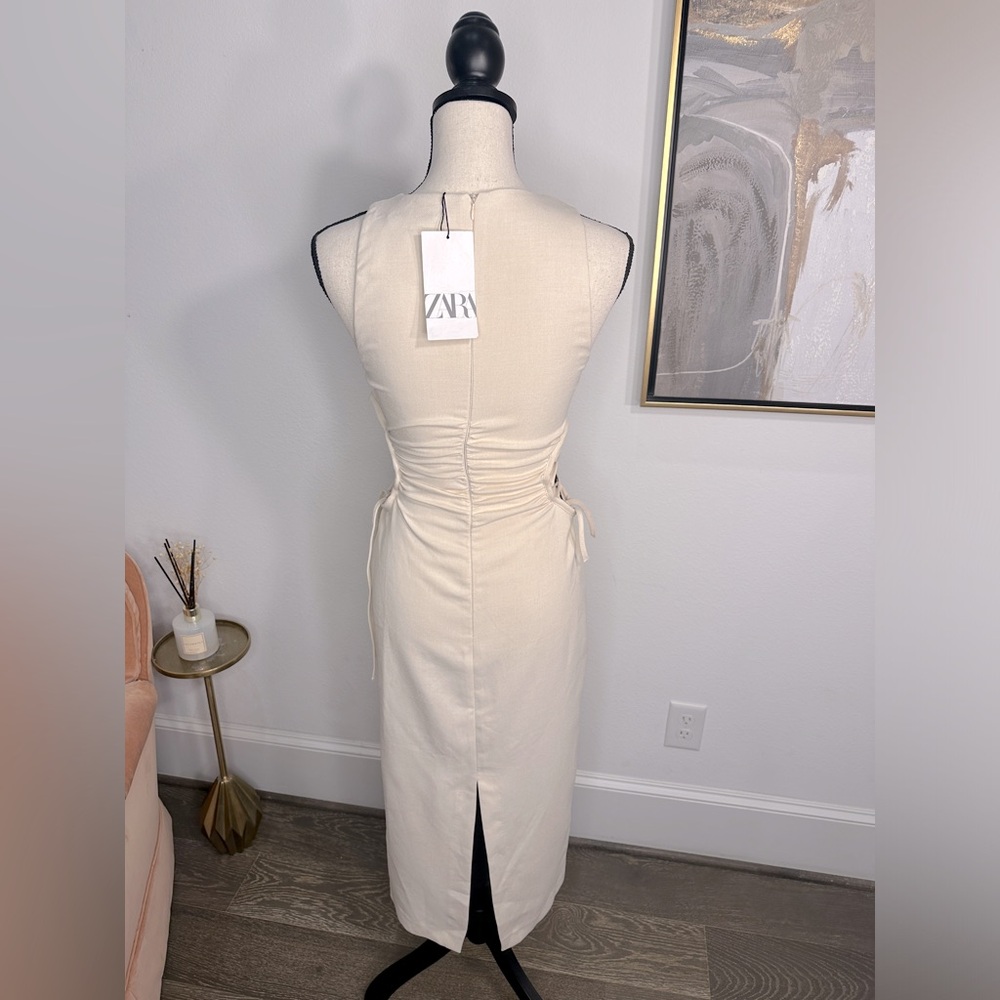 NWT Zara Cut Out Dress | XS Oatmeal Color - Picture 8 of 10